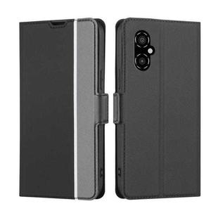 For Xiaomi Poco M4 5G Twill Texture Side Button Leather Phone Case(Black)