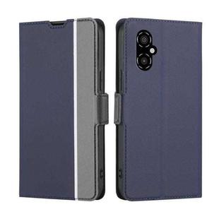 For Xiaomi Poco M4 5G Twill Texture Side Button Leather Phone Case(Blue)