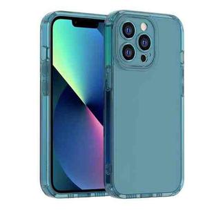 For iPhone 13 Pro Max Straight Edge Space Shockproof Phone Case (Transparent Blue)