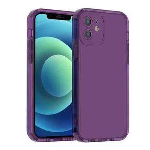 For iPhone 12 mini Straight Edge Space Shockproof Phone Case (Transparent Purple)