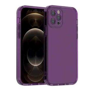 For iPhone 12 Pro Straight Edge Space Shockproof Phone Case(Transparent Purple)