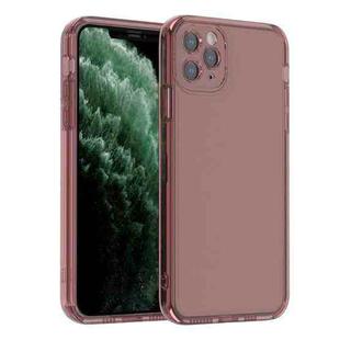 For iPhone 11 Pro Max Straight Edge Space Shockproof Phone Case (Transparent Pink)