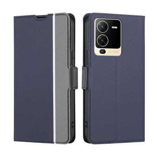 For vivo S15 5G Twill Texture Side Button Leather Phone Case(Blue)