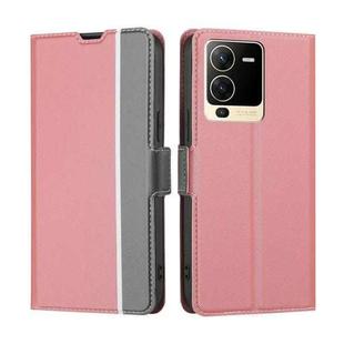 For vivo S15 5G Twill Texture Side Button Leather Phone Case(Pink)