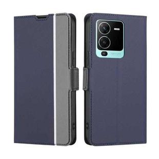 For vivo S15 Pro 5G Twill Texture Side Button Leather Phone Case(Blue)