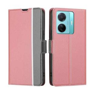For vivo S15e 5G / T1 (Snapdragon 778G) Twill Texture Side Button Leather Phone Case(Pink)