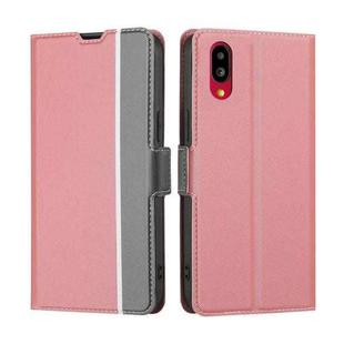 For Sharp Simple Sumaho 6 A201SH Twill Texture Side Button Leather Phone Case(Pink)