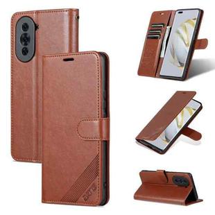 For Huawei nova 10 AZNS Sheepskin Texture Flip Leather Phone Case(Brown)