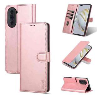 For Huawei nova 10 Pro AZNS Skin Feel Calf Texture Flip Leather Phone Case(Rose Gold)