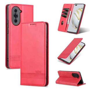 For Huawei nova 10 AZNS Magnetic Calf Texture Flip Leather Phone Case(Red)