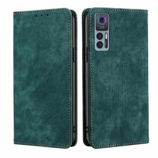 For TCL 30 5G/30+ 5G RFID Anti-theft Brush Magnetic Leather Phone Case(Green)