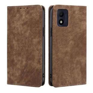 For Alcatel 1B 2022 RFID Anti-theft Brush Magnetic Leather Phone Case(Brown)