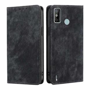 For Tecno Spark 6 GO RFID Anti-theft Brush Magnetic Leather Phone Case(Black)