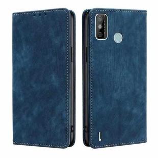 For Tecno Spark 6 GO RFID Anti-theft Brush Magnetic Leather Phone Case(Blue)