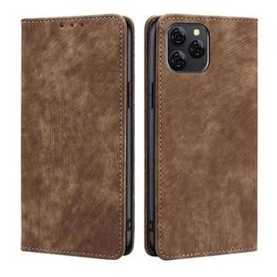 For Blackview A95 RFID Anti-theft Brush Magnetic Leather Phone Case(Brown)