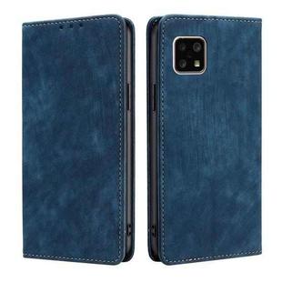 For Sharp Aquos Sense 4 4G/ Sense 4 5G RFID Anti-theft Brush Magnetic Leather Phone Case(Blue)