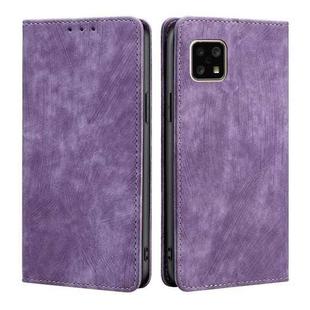 For Sharp Aquos Sense 4 4G/ Sense 4 5G RFID Anti-theft Brush Magnetic Leather Phone Case(Purple)