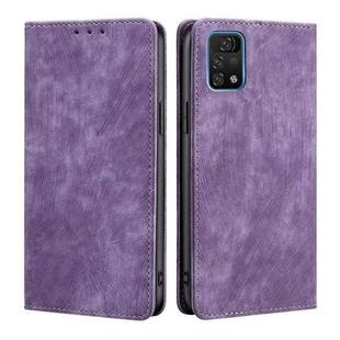 For UMIDIGI A11 Pro Max RFID Anti-theft Brush Magnetic Leather Phone Case(Purple)