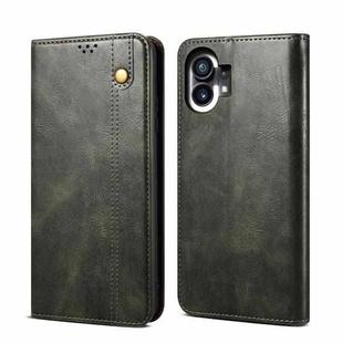 For Noting phone 1 Simple Wax Crazy Horse Texture Horizontal Flip Leather Case(Dark Green)