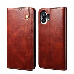 For Noting phone 1 Simple Wax Crazy Horse Texture Horizontal Flip Leather Case(Brown)