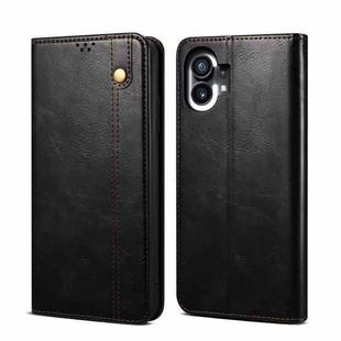 For Noting phone 1 Simple Wax Crazy Horse Texture Horizontal Flip Leather Case(Black)