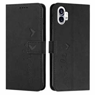 For Noting Phone 1 Skin Feel Heart Pattern Leather Phone Case(Black)