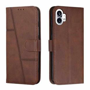 For Noting Phone 1 Stitching Calf Texture Buckle Leather Phone Case(Brown)
