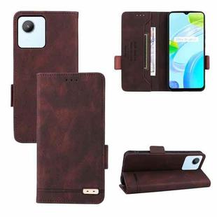 For Realme C30 Magnetic Clasp Flip Leather Phone Case(Brown)