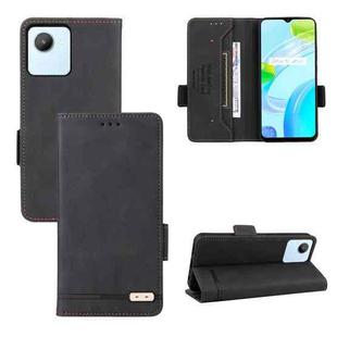 For Realme C30 Magnetic Clasp Flip Leather Phone Case(Black)