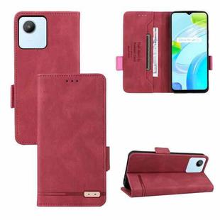 For Realme C30 Magnetic Clasp Flip Leather Phone Case(Red)