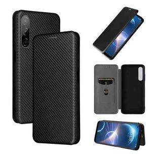 For HTC Desire 22 Pro Carbon Fiber Texture Flip Leather Phone Case(Black)