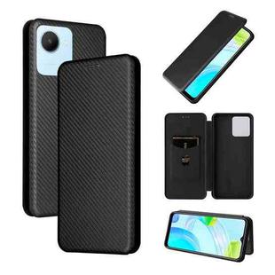 For Realme C30 Carbon Fiber Texture Flip Leather Phone Case(Black)