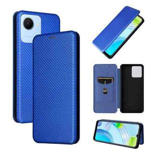 For Realme C30 Carbon Fiber Texture Flip Leather Phone Case(Blue)