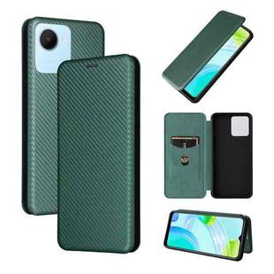 For Realme C30 Carbon Fiber Texture Flip Leather Phone Case(Green)