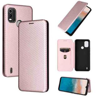 For Nokia C21 Plus Carbon Fiber Texture Flip Leather Phone Case(Pink)