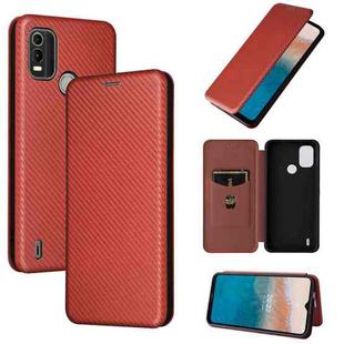 For Nokia C21 Plus Carbon Fiber Texture Flip Leather Phone Case(Brown)