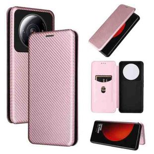 For Xiaomi 12S Ultra Carbon Fiber Texture Flip Leather Phone Case(Pink)