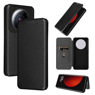 For Xiaomi 12S Ultra Carbon Fiber Texture Flip Leather Phone Case(Black)