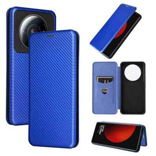 For Xiaomi 12S Ultra Carbon Fiber Texture Flip Leather Phone Case(Blue)