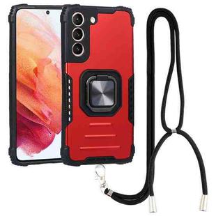 For Samsung Galaxy S22 5G Lanyard Aluminum and TPU Phone Case(Red)