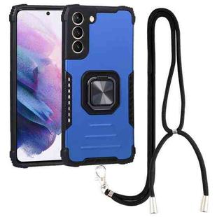 For Samsung Galaxy S22+ 5G Lanyard Aluminum and TPU Phone Case(Blue)