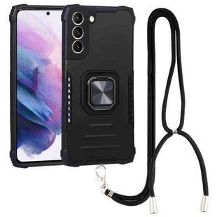 For Samsung Galaxy S22+ 5G Lanyard Aluminum and TPU Phone Case(Black)