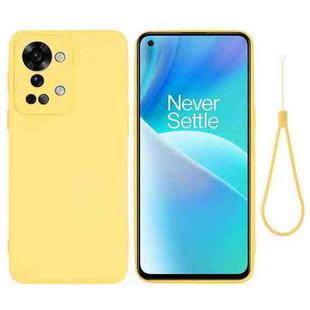 For OnePlus Nord 2T Pure Color Liquid Silicone Shockproof Phone Case(Yellow)