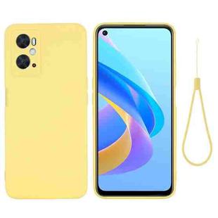 For OPPO A36 / A76 / A96 4G Pure Color Liquid Silicone Shockproof Phone Case(Yellow)