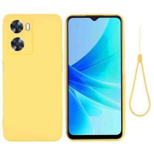 Pure Color Liquid Silicone Shockproof Phone Case for OPPO A57 4G/A77 4G/A77S 4G/A57S/A57E 4G/ OnePlus Nord N20 SE 4G(Yellow)