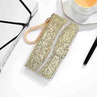 Glitter Powder Horizontal Flip Leather Phone Case For iPhone 14 Pro(Gold)