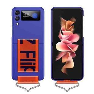 For Samsung Galaxy Z Flip3 5G PC Shockproof Folding Protective Phone Case with Lanyard(Klein Blue)