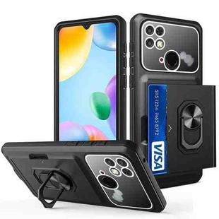 For Xiaomi Redmi 10C Card Ring Holder PC + TPU Phone Case(Black)