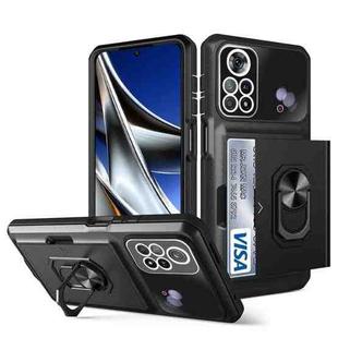 For Xiaomi Poco X4 Pro 5G Card Ring Holder PC + TPU Phone Case(Black)