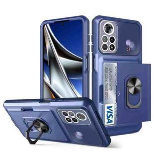 For Xiaomi Poco X4 Pro 5G Card Ring Holder PC + TPU Phone Case(Blue)